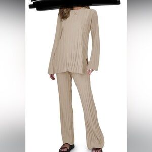 Tankaneo Women’s Lounge Set 2 piece medium camel color